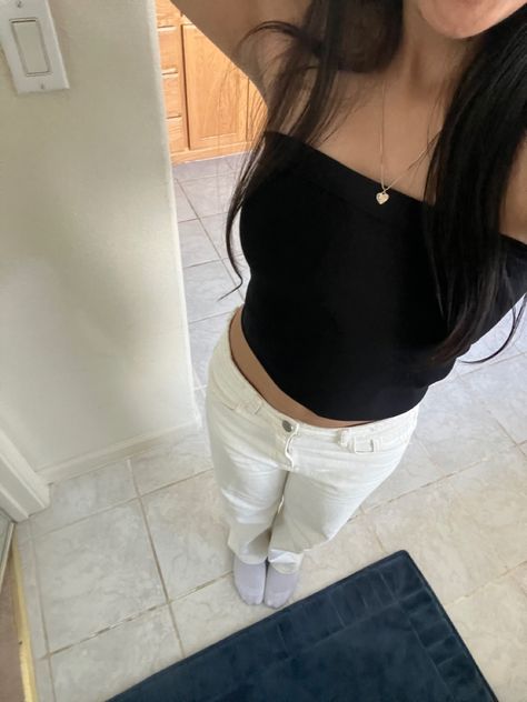 #summer #summerfits #outfitinspo #tubetop #black #whitepants #jeans #summer #beach #schoolfits #schooloutfit #outfitideas #outfitstyle #goldjewellery #summerstyle #vibes #fun #beachday #countryclub Black Tube Top Outfit Summer, Tube Top Outfit Summer, Black Tube Top Outfit, Tube Top Outfit, Tube Top Outfits, Top Summer Outfits, Black Tube Top, Jeans Summer, Black Tube