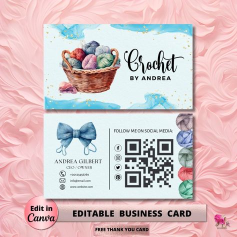 Free Thank You Cards, Crochet Business, Visiting Card, Visiting Cards, Diy Template, Logo Ideas, Business Card Template, Card Templates, Business Ideas