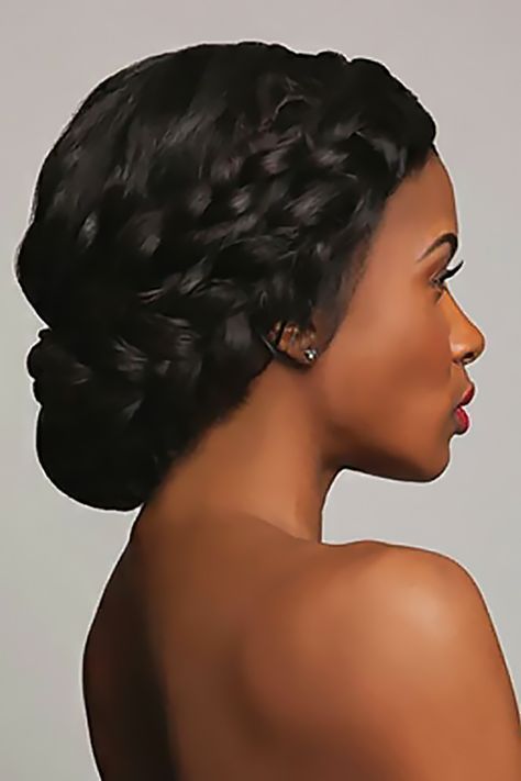 black women wedding hairstyles updo for medium hair with braid tsdhairextensions Women Wedding Hairstyles, Black Women Wedding Hairstyles, Hairstyles Pinterest, Black Women Wedding, Black Wedding Hairstyles, Pinterest Wedding, Hairstyle Trends, Pelo Afro, Best Wedding Hairstyles