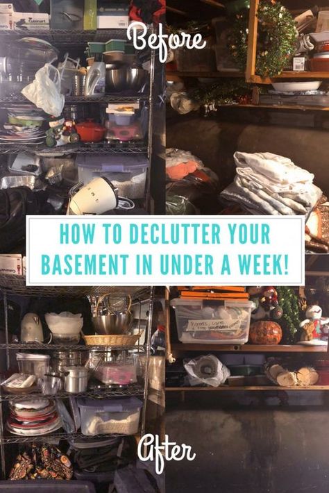 #Ad| Do you have a big basement, that is just a collecting area? I know I do, and I finally took the time to declutter, and I love how it came out! I'm sharing my tips on how to declutter your basement in under a week! #GladTortureTest How To Organize Your Basement, Basement Organization Ideas Declutter, Basement Cleaning And Organizing, Basement Clean Up Ideas, How To Organize Basement, Basement Clean Out, Decluttering Basement, Organize Basement Storage, Organizing Basement Storage