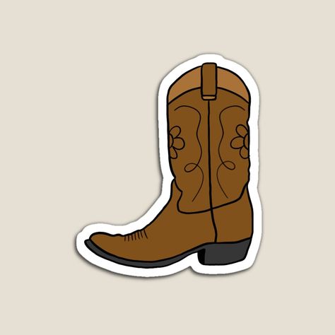 Get my art printed on awesome products. Support me at Redbubble #RBandME: https://www.redbubble.com/i/magnet/Cowboy-boot-brown-with-flowers-by-Madeline-13/126409972.TBCTK?asc=u Cartoon Cowboy Boots, Cowboy Boots Drawing, Brown Stickers, Ipad Stickers, Brown Cowboy Boots, Canvas Painting Designs, Espresso Brown, Cowboy Boot, Paint Designs