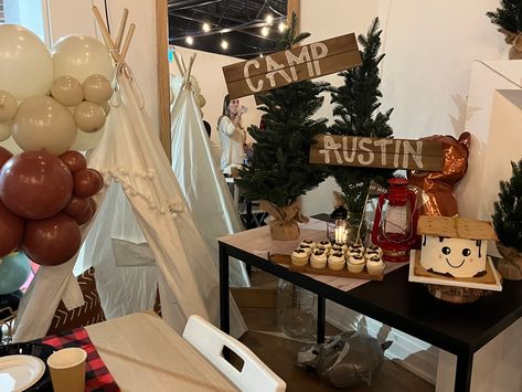 One Happy Camper Table Decor, One Happy Camper Centerpieces, One Happy Camper First Birthday, Camper Table, Camper Diy, One Happy Camper, Happy Camper, 1st Bday, Happy Campers