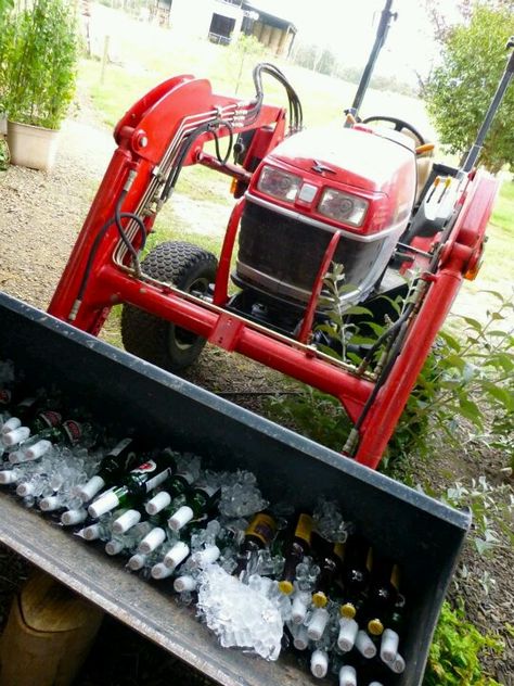 Tractor drinks cooler Drink Cooler Ideas Outdoor Parties, Drink Station, Pool Side, Beverage Cooler, Outdoor Parties, Outdoor Party, Gas Grill, Wedding Bells, Tractor