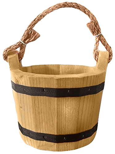 PRICES MAY VARY. Strong wooden bucket constructed of thick wood measuring 6" tall and 8" wide. Makes a great decoration for indoor our outdoor use. Makes a great planter, hanging basket, wishing well bucket **Bucket does have hole in center and will not carry water as it is to be used for decorative purposes only. Hand made in the USA, 100% Money Back Guaranteed ! We strive on customer service!! Beautiful decor for your country living space. Looks great indoors and out! This bucket is built to l Wooden Bucket, Barrel Planter, Water Bucket, Primitive Style, Home Decor Baskets, Lancaster County, Hemp Rope, Wishing Well, Hanging Baskets