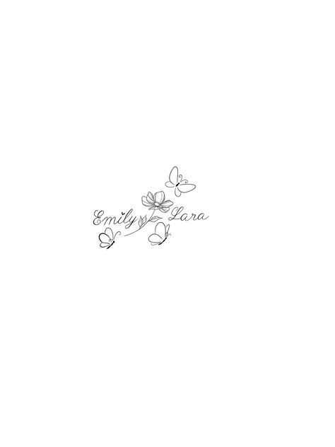 Tattoo Butterfly With Name, Ellie Name Tattoo, Name Fine Line Tattoo, Fine Line Baby Tattoo, Dainty Tattoos For Moms With Kids, Fine Line Name Tattoo, Cute Name Tattoos, Daughters Name Tattoo