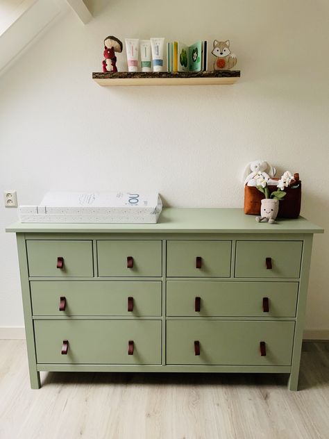 Sage Green Changing Table, Sage Green Chest Of Drawers, Sage Green Dresser, Green Chest Of Drawers, Apartment 2023, Colorful Dresser, Green Dresser, Baby Dresser, Nursery Dresser