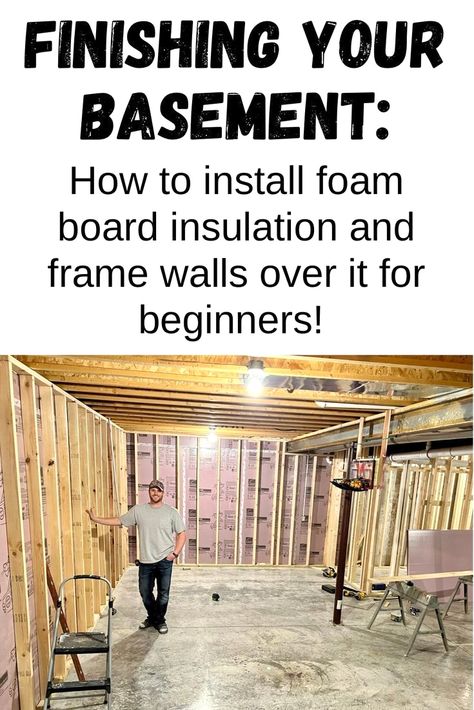 #basementideas #basementceiling #basementmancaveideas #basementguide Frame A Wall Diy, Framing A Basement Wall, How To Build Walls In Basement, Framing Walls How To Build, How To Frame A Basement, Steps To Finishing A Basement, How To Build A Basement, How To Finish A Basement, Basement Wall Insulation