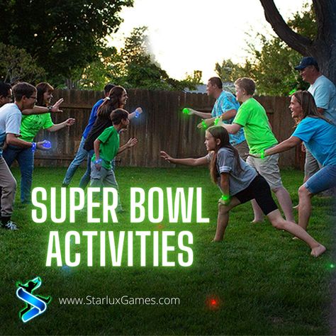 Super Bowl Sunday…it’s much more than just a game. Whether you’re celebrating Super Bowl Sunday with just your family, or with a few friends, you are sure to win with these activities to keep the party going all day long. #superbowlsunday #activitiesforkids #superbowl #halftime #tailgate #snackideas #partygames #capturetheflagredux #capturetheflag #starluxgames Family Party Ideas, Super Bowl Activities, Small Group Games, Family Games Outdoor, Family Quotes Inspirational, Family Quotes Funny, Capture The Flag, Outdoor Games For Kids, Halftime Show