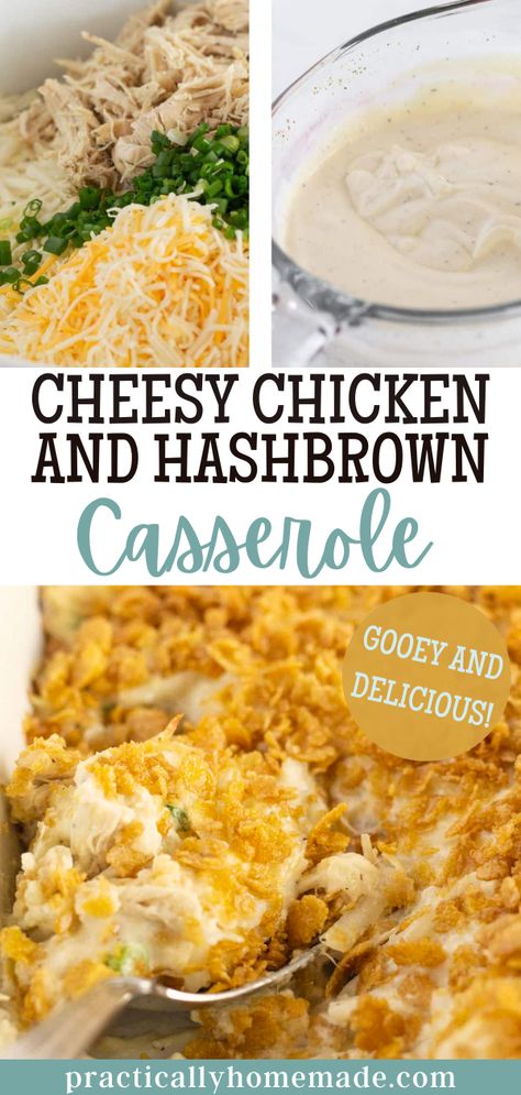 Chicken Shredded Potato Casserole, Hashbrown Meals Dinners, Shredded Chicken Hashbrown Casserole, Chicken Casserole With Hashbrowns, Chicken And Shredded Hashbrowns, Meals With Shredded Hashbrowns, Crockpot Chicken Hashbrown Casserole, Hashbrown Dinner Ideas, Casseroles For Potluck