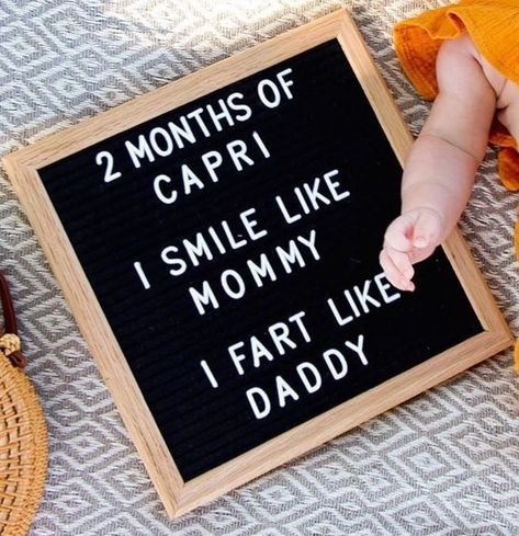 Two Months Letter Board, 1 Month Old Baby Milestones Photo Ideas, 2 Months Baby Photoshoot, Months Quotes, Baby Captions, Baby Messages, Baby Milestones Pictures, One Month Baby, Ivf Baby