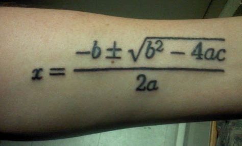 Quadratic formula....haha, this has Jason written all over it! Algebra Notes, Compass Tattoo Meaning, Knitting Tattoo, Dandelion Tattoo Design, Distance Formula, Quadratic Formula, Pumpkin Tattoo, Number Tattoos, Dandelion Tattoo