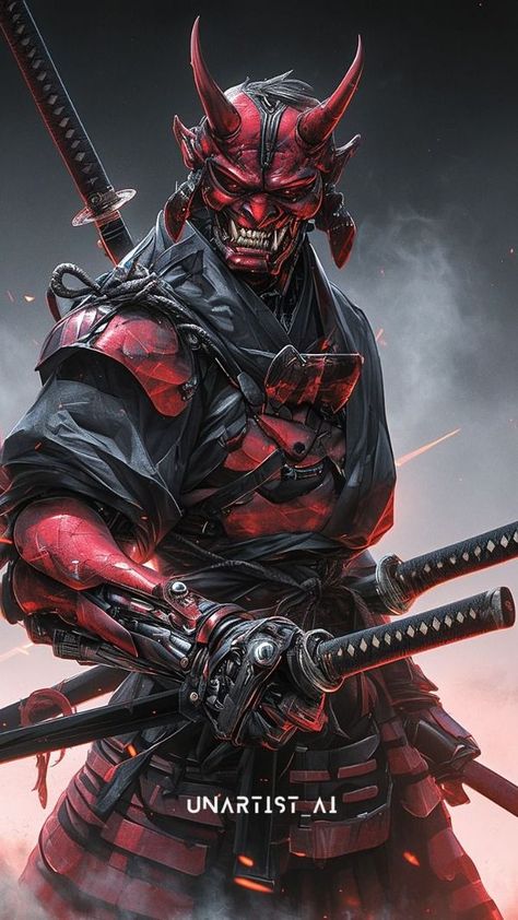 Evil Samurai, Lunar Kingdom, Demon Samurai, Warrior Code, Oni Art, Oni Samurai, Mid Evil, Warrior Images, Japanese Art Samurai