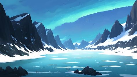 Vector paisaje de montañas nevadas duran... | Premium Vector #Freepik #vector #alpes #paisaje-nieve #paisaje-anime #ilustracion-paisaje Premium Vector, Aurora, Anime