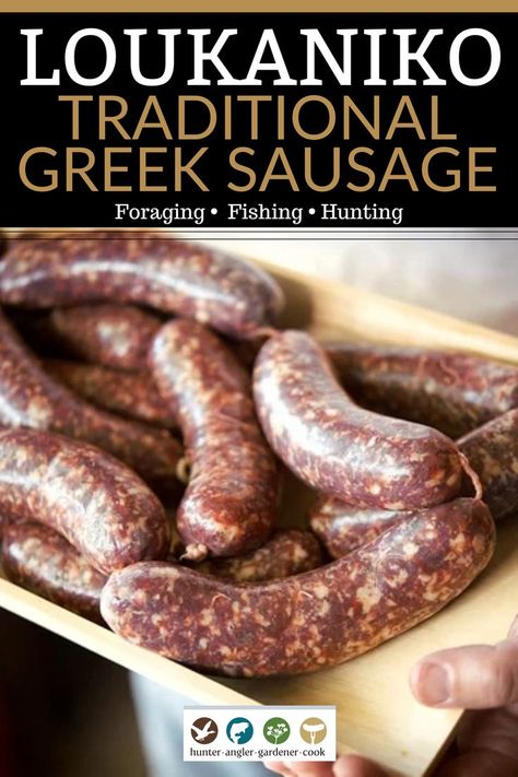 Every year or so Holly and I host a Greek-themed, springtime hootenany we call our Big Fat Greek Parties. We roast goats and lambs, eat octopus, sometimes grill sardines. But the mainstay of the party food is always this more or less traditional Greek loukaniko sausage. Loukaniko is an ancient sausage, dating back to Classical times. | @huntgathercook #hankshaw #Loukanikorecipe #howtomakeLoukaniko #greeksausagerecipe #howtomakesausage #learntomakesausage Greek Sausage, Grilled Sausage Recipes, Cured Meat Recipes, Sausage Making Recipes, Make Sausage, Recipes Greek, Homemade Sausage Recipes, Smoked Sausage Recipes, Recipes Sausage