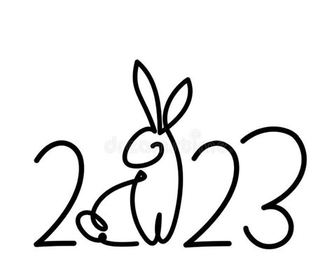 Bunny Symbol of 2023 Year. Continuous One Line Drawing Stock Vector - Illustration of bunny, line: 251730549 New Year Drawing Illustration, 2023 Rabbit Illustration, Bunny Year 2023, New Year Drawing Ideas 2023, Bunny Illustration Simple, Year Of The Rabbit Illustration, New Year Drawing 2023, Rabbit Illustration Drawing, Bunny Symbol