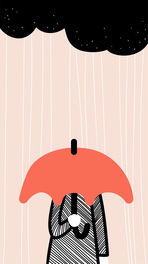 @arvowear #rain #fall #fallweather #phonebackground #wallpaper #design #umbrella #red #coat #illustration Coat Illustration, Umbrella Wallpaper, Pixel Aesthetic, Rain Illustration, Weather Art, Rain Fall, Iphone Dynamic Wallpaper, Aesthetic Lockscreen, Rain Wallpapers