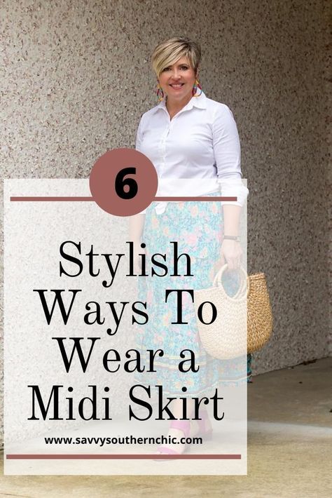 Curious how to wear midi skirt without looking frumpy? A midi skirt is a great summer skirt and easy to style in several casual chic ways. #howtowearit #waystowear #skirt #cutesummeroutfits Linen Skirt Outfit, Midi Skirt Outfits Summer, Denim Midi Skirt Outfit, Skirt Outfit Casual, Fashionista Outfits, White Skirt Outfits, White Linen Skirt, Midi Skirts Style, Midi Skirts Summer