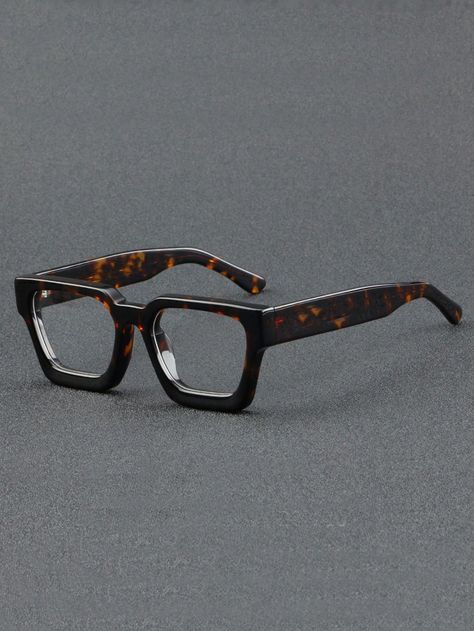 Coffee Brown  Collar     Embellished   Men Accessories Thick Frame Glasses Men, Cool Glasses For Men, Boho Shades, Stylish Glasses For Men, Man Sunglasses, Accessories Beach, Mens Glasses Fashion, Men's Optical, Acetate Glasses