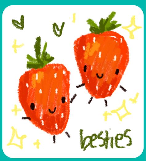 Cute Noteit Drawing Ideas, Ladybug Doodle, Draw Strawberry, Strawberry Doodle, Ideas Noteit, Noteit Ideas, Strawberry Drawing, Me And My Bestie, You Are My Moon