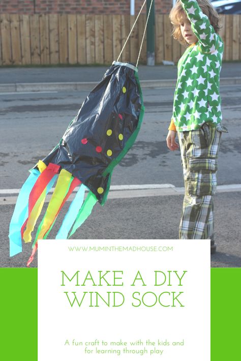 DIY Wind Sock Craft. How to make a windsock. Fun Wind Sock Craft Project. Windsocks Diy How To Make, Wind Sock Diy, Diy Wind Sock, Diy Windsock, Wind Sock Craft, Sensory Exploration, Getting Outside, Family Tips, Diy Socks