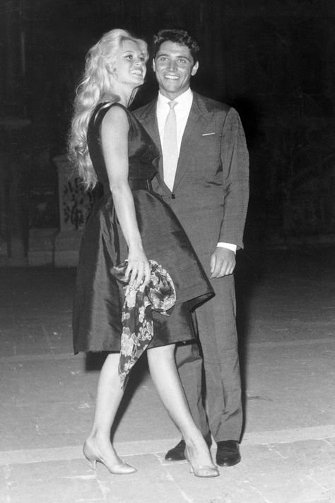 Brigitte Bardot with Sacha Distel at the 19th International Film Festival of Venice on September 1, 1958. - TownandCountryMag.com French Style Icons, Bridgette Bardot, Patti Hansen, Bridget Bardot, Elisha Cuthbert, Eliza Dushku, Lauren Hutton, Vivien Leigh, Natalie Wood