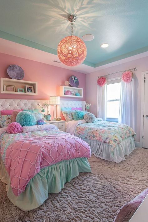 Sister Bedroom Ideas Shared Rooms Small Spaces, Daughter Room Makeover, Girl Room Makeover, Organiser Cucina, Shared Girls Room, Toddler Girl Room, Kids Bedroom Inspiration, Sleep Sanctuary, Shared Bedroom