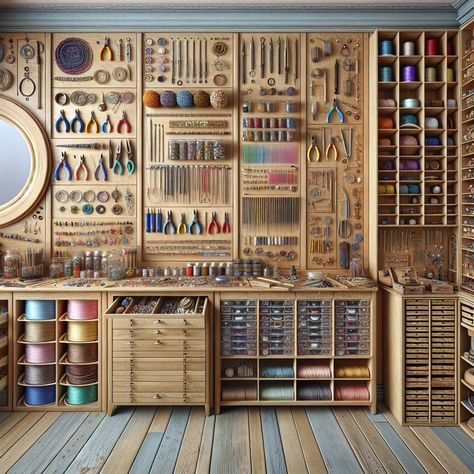 Small Art Studios At Home, Craft Garage Ideas, Paint Studio Organization, Hidden Craft Storage, Art Supply Organization Diy, Craft Store Interior, Paint Studio Ideas Spaces, Craft Store Aesthetic, Garage Art Studio Ideas