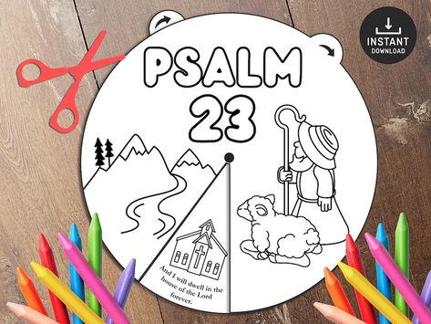 Psalm 23 Coloring Wheel, Printable Bible Activity, Watercolor, Kids Bible Lesson, Memory Game, Sunday School - Etsy Psalm 23 Craft, Kids Bible Lesson, Printable Bible Activities, Surely Goodness And Mercy, Wheel Craft, 23 And Me, Kids Bible, Preschool Class, Bible Activities