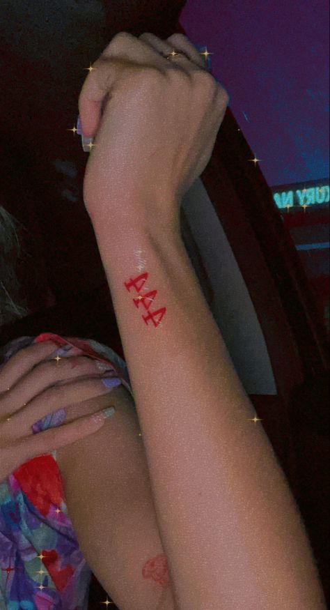 Wrist Tattoos Angel Numbers, 444 Tattoo Ideas Red Ink, 333 Tattoo Wrist, Tattoo Ideas Female Angel Numbers, 444 Red Ink Tattoo, Angel Numbers Tattoos, Angle Numbers Tattoo, Red 444 Tattoo, 444 Tattoo Font