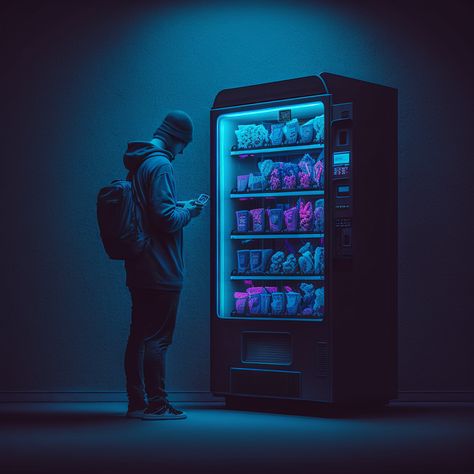 Vending Machine Reference, Futuristic Vending Machine, Vending Machine Photoshoot, Cool Vending Machines, Cyberpunk Vending Machine, Vending Machine Illustration, Vending Machine Aesthetic, Vending Machine Art, Futuristic Machine