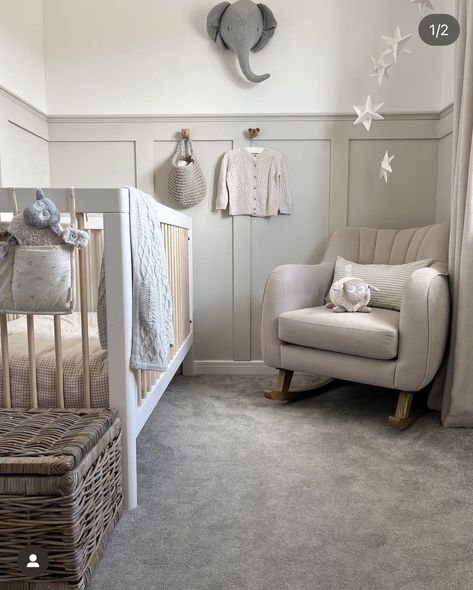 Box Room Nursery Ideas Uk, Egyptian Cotton Nursery, Egyptian Cotton Panelling, Nursery Panelling, Tiny Nursery Ideas, Tiny Nursery, Room Boy, Mommy And Baby Pictures, Baby Room Neutral