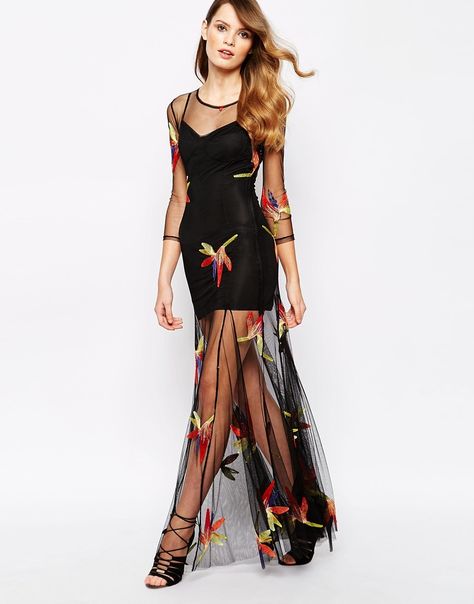 For Love and Lemons Birds of Paradise Maxi Dress with Sheer Overlay Dress With Sheer Overlay, Sheer Floral Dress, Mesh Fashion, Mesh Maxi Dress, Sheer Overlay, Overlay Dress, Mesh Overlay, Love And Lemons, Lace Fashion