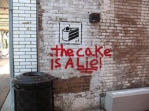 The Cake Is A Lie, Trash Can, Portal, Novelty Sign, Things To Come, Cake