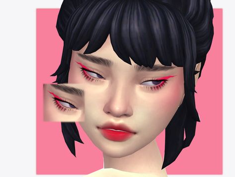 Sims 4 Graphic Liner, Sims 4 Tears Eyeliner, Sims 4 Red Eyeshadow, Sims 4 Cc Female Eyeliner, Sims Cc Makeup Eyeliner, Red Eyeliner, Eye Highlighter, Sims 4 Cc Eyes, Graphic Eyeliner