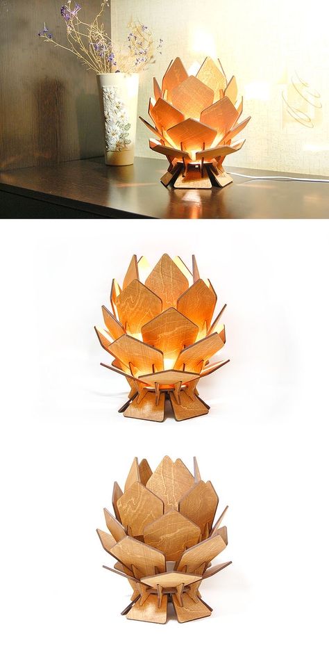 Plywood Lamp, Laser Cut Lamps, Desktop Lamp, Cardboard Sculpture, Flower Lamp, Lighting Gifts, Bedroom Lamp, Lamp Bedside, Wood Lamp