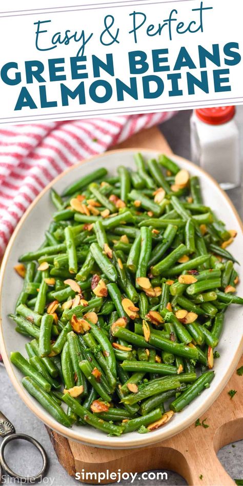 Green Bean Recipes Almonds, Green Bean Amandine Recipe, Asparagus Beans Recipes, Green Beans Almondine Recipe, Green Bean Almandine, String Bean Almondine Recipe, Healthy Green Beans Recipe, Green Bean With Almonds, Green Beans With Slivered Almonds