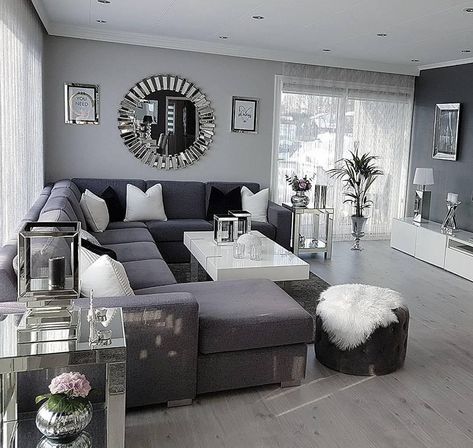 Gray Living Room Design, Living Room Decor Gray, Glam Living Room, Apartment Living Room Design, Small Living Room Decor, Decoration Vintage, Living Room Design Decor, Living Room Decor Cozy, घर की सजावट