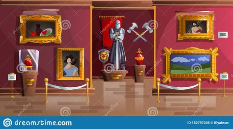 Ancient Portraits, Castle Cartoon, Inside Castles, Room Cartoon, Exhibition Room, Palace Interior, Knight Armor, Game Background, Museum Exhibition