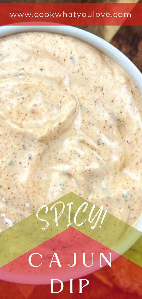 Cajun party dip in a bowl. New Orleans Dips Recipe, Spicy Chip Dip Recipes, Salsa And Sour Cream Dip, Cajun Cheese Dip, Spicy Dips Recipes, Dry Dip Recipes Spice Mixes, Cajun Seafood Dip, Mardi Gras Dip Recipes, Spicy Dips For Parties