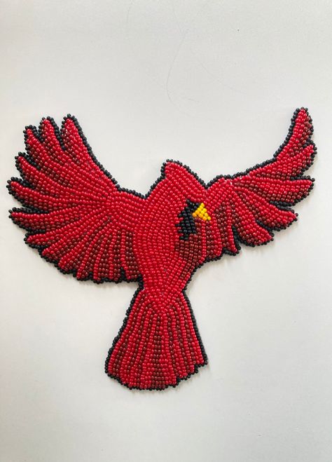 Beaded Birds Pattern Free, Beaded Cardinal Pattern, Beaded Birds Pattern, Beaded Cardinal, Metis Beading, Porcupine Quill Jewelry, Indigenous Beading, Beaded Birds, Beaded Bird