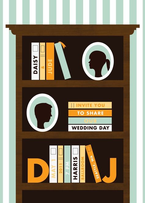 so cute Bookish Wedding, Wedding Invitations Examples, Book Wedding Invitations, Lover Wedding, Nerd Wedding, Custom Bookshelves, Nerdy Wedding, Invitation Examples, Library Inspiration