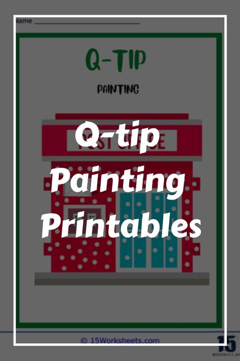 These printables feature images or designs with small dots or shapes that children can fill in using Q-tips dipped in paint. Q Tip Painting, Q Tip, Preschool Worksheets, Preschool, Dots, Paint, Pre School