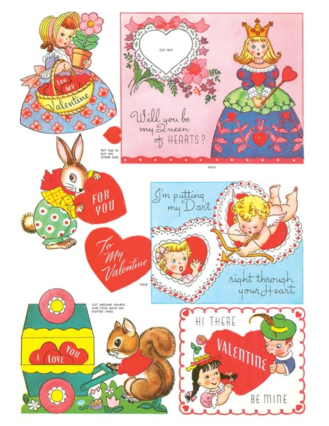 Valentine Illustration, Vintage Valentine Cards, Retro Valentines, Valentines Art, Vintage Paper Dolls, My Funny Valentine, Vintage Valentines, Vintage Holiday, Valentine Crafts