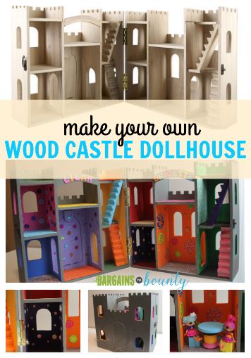 Dollhouse Castle Diy, Wood Castle Dollhouse, Diy Play Castle, Diy Doll Castle, Castle Dollhouse Ideas, Diy Castle Dollhouse, Miniature Castle Dollhouse, Michaels Wooden Castle, Wooden Castle Dollhouse