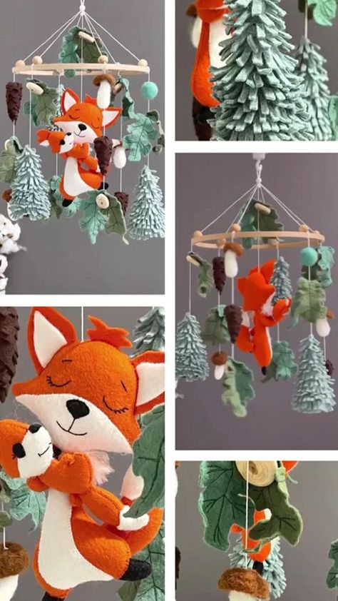 Forest Animals Baby Shower Ideas, Fox Baby Room, Woodland Baby Shower Food, Peanuts Nursery, Woodland Creatures Nursery, Safari Baby Mobile, Fox Nursery Decor, Forest Animal Baby Shower, Woodland Creatures Baby Shower