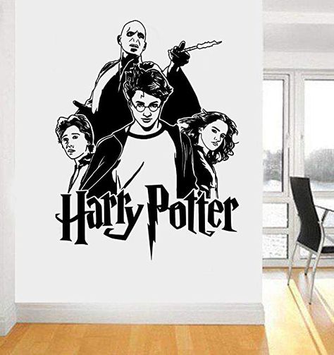 Stencil Drawings, Harry Potter Stencils, Harry Potter Vinyl, Wall Drawing Ideas, Harry Potter Wall Art, Harry Potter Art Drawings, Harry Potter Wall, Harry Potter Bedroom, Harry Potter Hermione Granger