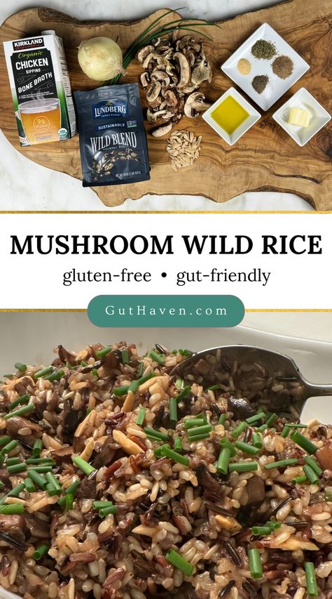 Skip the ordinary rice and try this flavor-packed, gut-healthy Mushroom Wild Rice! Loaded with mixed mushrooms, wild rice, white onion, and fragrant spices like garlic powder, umami, and Italian seasoning, this dish delivers rich and earthy flavor. Plus, crunchy slivered almonds and chives add extra yum. It’s not just tasty -- it’s good for your gut too! Mushrooms And Wild Rice, Wild Rice Seasoning Recipe, Wild Rice Blend, Mushroom Wild Rice, Mushrooms Wild, Mushroom Fried Rice, Mixed Rice, Wild Rice Recipes, Breakfast Sides