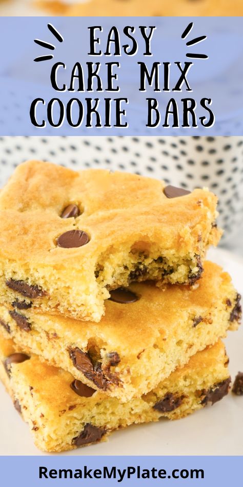 Cake Mix Cookie Bars With Chocolate Chips Recipe Cake Mix Chocolate Chip Cookies, Bars With Chocolate Chips, Chocolate Chips Recipe, Cake Mix Bars, Cake Mix Cookie, Cake Mix Cookie Bars, Cookie Bars Easy, Mix Chocolate, Chocolate Chip Bars