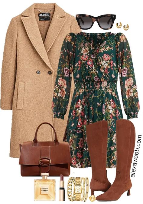 Plus Size Fall Work Dress Outfit - Alexa Webb Fall Floral Dress Outfit, Plus Size Spring Dresses, Business Casual Outfits Winter, Casual Boho Outfits, Work Dresses Outfits, Alexa Webb, Fall Floral Dress, Apple Shape, Plus Size Fall