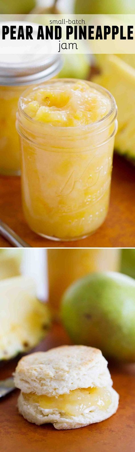 Perfectly sweet - this small batch Pear and Pineapple Jam is so much easier than you would think! Made from only a few ingredients, this jam is a perfect accompaniment to your breakfast or brunch. Small Batch Jam, Pineapple Jam Recipe, Fruit Butters, Pear Butter, Pineapple Jam, Pear Jam, Canned Foods, Homemade Goodies, Breakfast Recipes Sweet